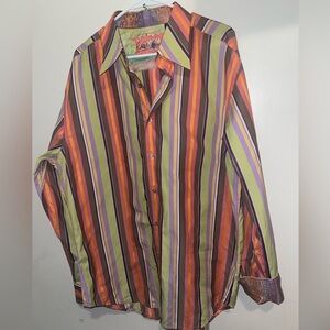 Robert Graham MultiColor Stripe Button Shirt 2XL NWOT